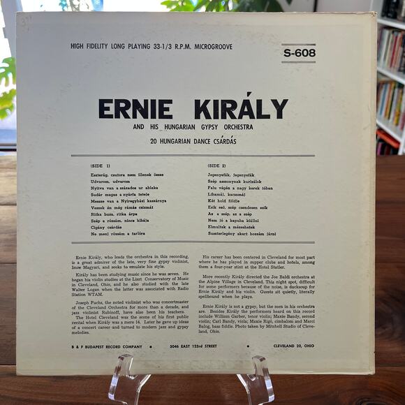 Ernie Király And His Gypsy Orchestra 20 Hungarian Dance Csárdás LP 1957 B&F S608 - Picture 7 of 7